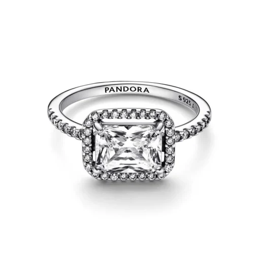 Bague Halo Rectangulaire Scintillant - Pandora Timeless