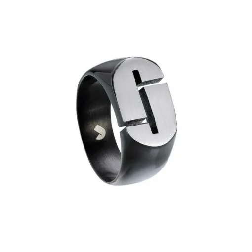 Bague Jourdan JOK UN028H - Bague En Acier Bicolore Noir Homme