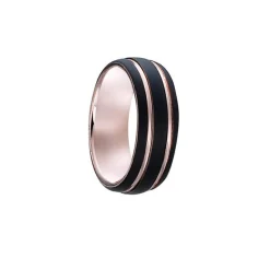 Bague Jourdan VESTA OU006H - Bague En Acier Bicolore Doré Rose et Noir Homme