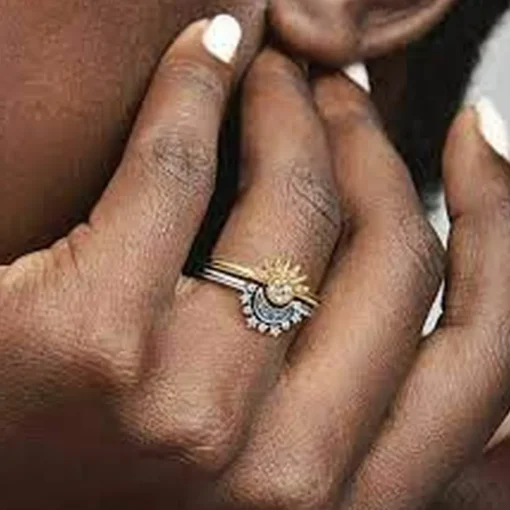 Bague Lune Scintillante Bleu Céleste
