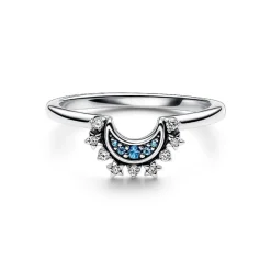 Bague Lune Scintillante Bleu Céleste
