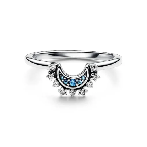 Bague Lune Scintillante Bleu Céleste