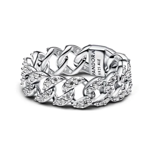 Bague Maille Cubaine Pavée