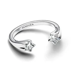 Bague Ouverte Étoiles Filantes Argent