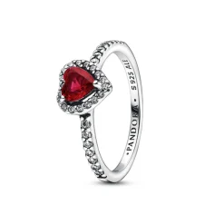Bague Pandora - Cœur Surélevé Rouge Scintillant