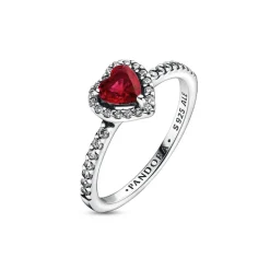 Bague Pandora - Cœur Surélevé Rouge Scintillant