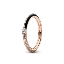 Bague Pandora ME - Anneau Double Noir et Pavé