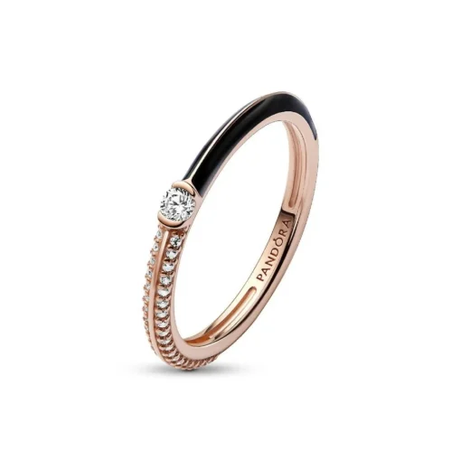 Bague Pandora ME - Anneau Double Noir et Pavé