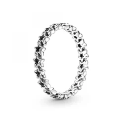 Bague Pandora Moments Couronne d'Étoiles noires Asymétriques