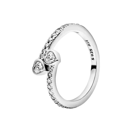 Bague Pandora Moments deux cœurs scintillants