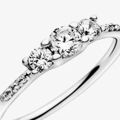 Bague Pandora Timeless trois pierres rondes