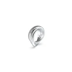 Bague Perfect Acier Rhodié Et Pavage De Zircons Cubiques