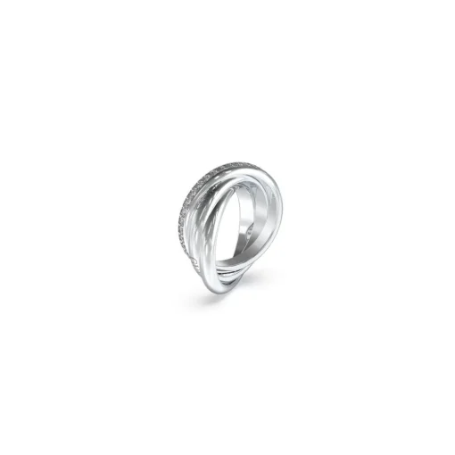 Bague Perfect Acier Rhodié Et Pavage De Zircons Cubiques