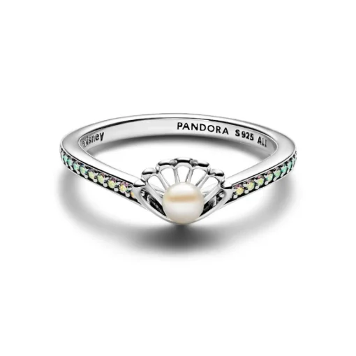 Bague Perle de Culture d’Eau Douce Traitée Princesse Disney Arielle Coquillage