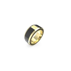 Bague Racer Tag Acier Doré Et Fibre De Carbone
