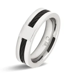 Bague Rochet Cabestan A2381 - Bague Acier Trait noir Homme