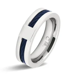 Bague Rochet HA237700 - Acier / Cable CABESTAN Bicolore PVD Bleu 0,6cm Homme
