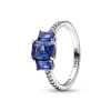 Bague Scintillante Trio de Pierres Rectangulaires Bleues - Pandora Timeless
