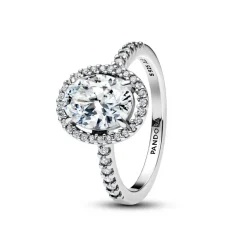 Bague Spectaculaire Halo Ovale Scintillant