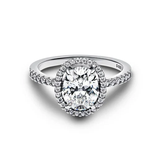 Bague Spectaculaire Halo Ovale Scintillant