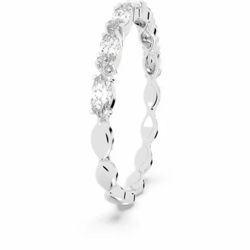 Bague Swarovski Bijoux VITTORE:RING MARQUISE CZWH/RHS - Bague Cristaux Métal Rhodié Femme