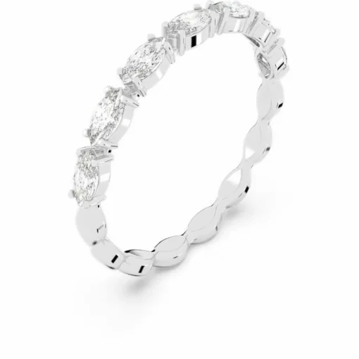 Bague Swarovski Bijoux VITTORE:RING MARQUISE CZWH/RHS - Bague Cristaux Métal Rhodié Femme