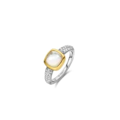 Bague Ti Sento - 12331MW Argent Doré Et Doublé Nacre Carré Et Pavage