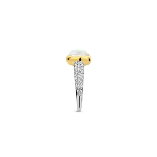 Bague Ti Sento - 12331MW Argent Doré Et Doublé Nacre Carré Et Pavage