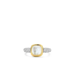 Bague Ti Sento - 12331MW Argent Doré Et Doublé Nacre Carré Et Pavage