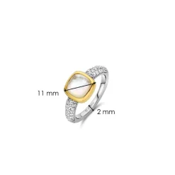 Bague Ti Sento - 12331MW Argent Doré Et Doublé Nacre Carré Et Pavage