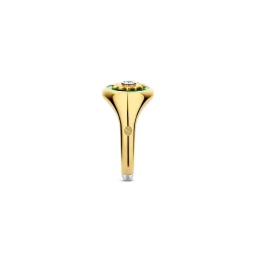 Bague Ti Sento - 12335TQ Argent Doré Forme Chevalière Fond Turquoise Et Soleil