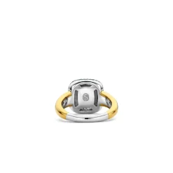 Bague Ti Sento - 12330TQ Argent Doré Et Pierre Synthétique Turquoise Carrée Serti D'Oxydes De Zirconium
