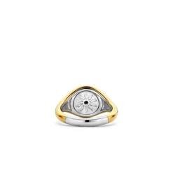 Bague Ti Sento - 12335TQ Argent Doré Forme Chevalière Fond Turquoise Et Soleil