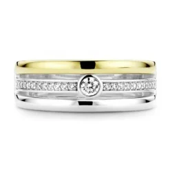 Bague Ti Sento 12094ZY - Bague Argent Doré 3 Rangs Zirconium Femme