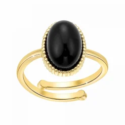 Bagues Femme Angèle M - B2457-BLACK-ONYX Métal Doré