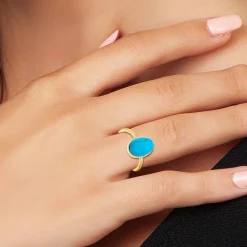 Bagues Femme Angèle M B2457-TURQUOISE - Métal Doré