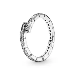 Bagues Femme Bague Chevauchement Scintillant Pandora Pandora Signature - 199491C01 Argent