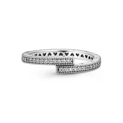 Bagues Femme Bague Chevauchement Scintillant Pandora Pandora Signature - 199491C01 Argent