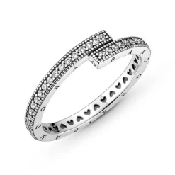 Bagues Femme Bague Chevauchement Scintillant Pandora Pandora Signature - 199491C01 Argent