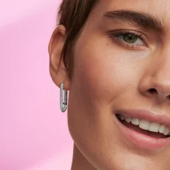 Boucle d’Oreille Unique Link Pavé Allongé Pandora Argent