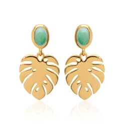 Boucle d'oreilles Pendantes femme plaqué or serti clos - Y555550