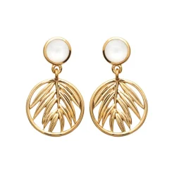 Boucle d'oreilles Pendantes femme plaqué or nacre - Y56W604