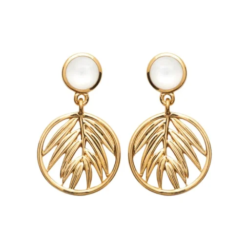 Boucle d'oreilles Pendantes femme plaqué or nacre - Y56W604