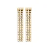 Boucle d'oreilles Pendantes femme plaqué or blanc serti griffe - Y5565Z0
