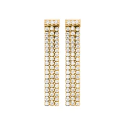 Boucle d'oreilles Pendantes femme plaqué or blanc serti griffe - Y5565Z0