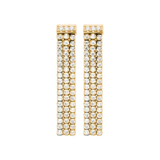 Boucle d'oreilles Pendantes femme plaqué or blanc serti griffe - Y5565Z0