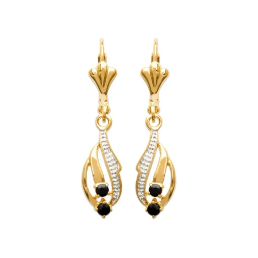 Boucle d'oreilles Pendantes femme plaqué or saphir serti griffe - Y3530Z43
