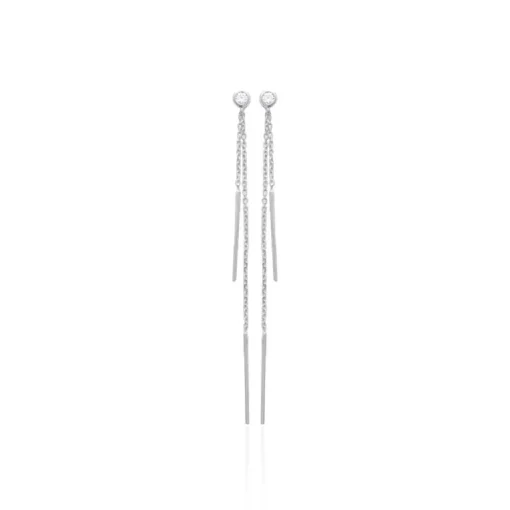 Boucle d'oreilles Pendantes femme argent rhodié blanc serti clos - Z53VYZ0