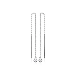 Boucle d'oreilles Pendantes femme argent rhodié blanc serti clos porté spécial - Z53WYZ0