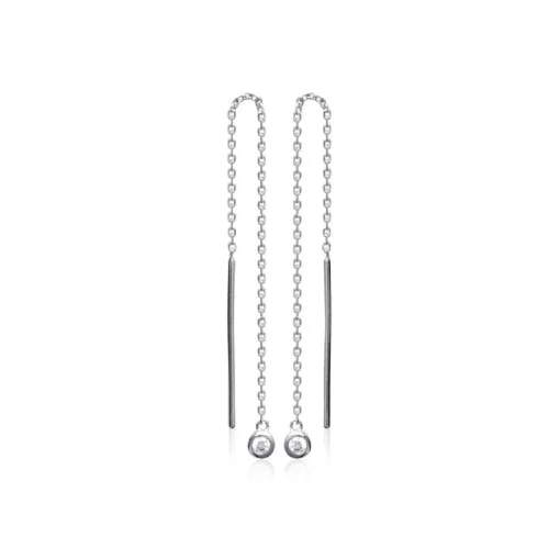 Boucle d'oreilles Pendantes femme argent rhodié blanc serti clos porté spécial - Z53WYZ0